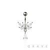316L SURGICAL STEEL MULTI MARQUISE CZ WING DANGLE ROUND CZ BELLY BUTTON NAVEL RING 